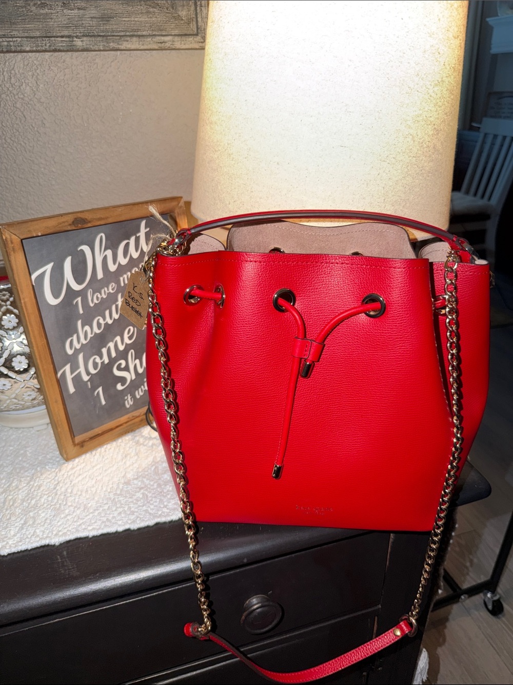 Kate Spade Cherry Red Drawstring Shoulder Bag